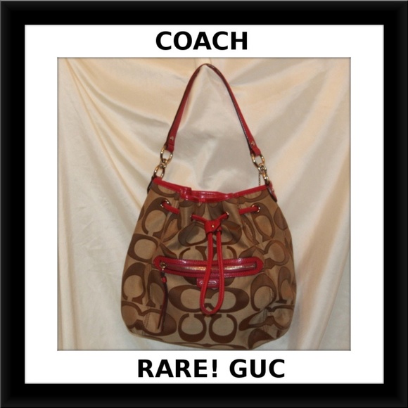 COACH F25675 Brown Logo & Hot Pink Fuchsia Purse - Picture 1 of 8